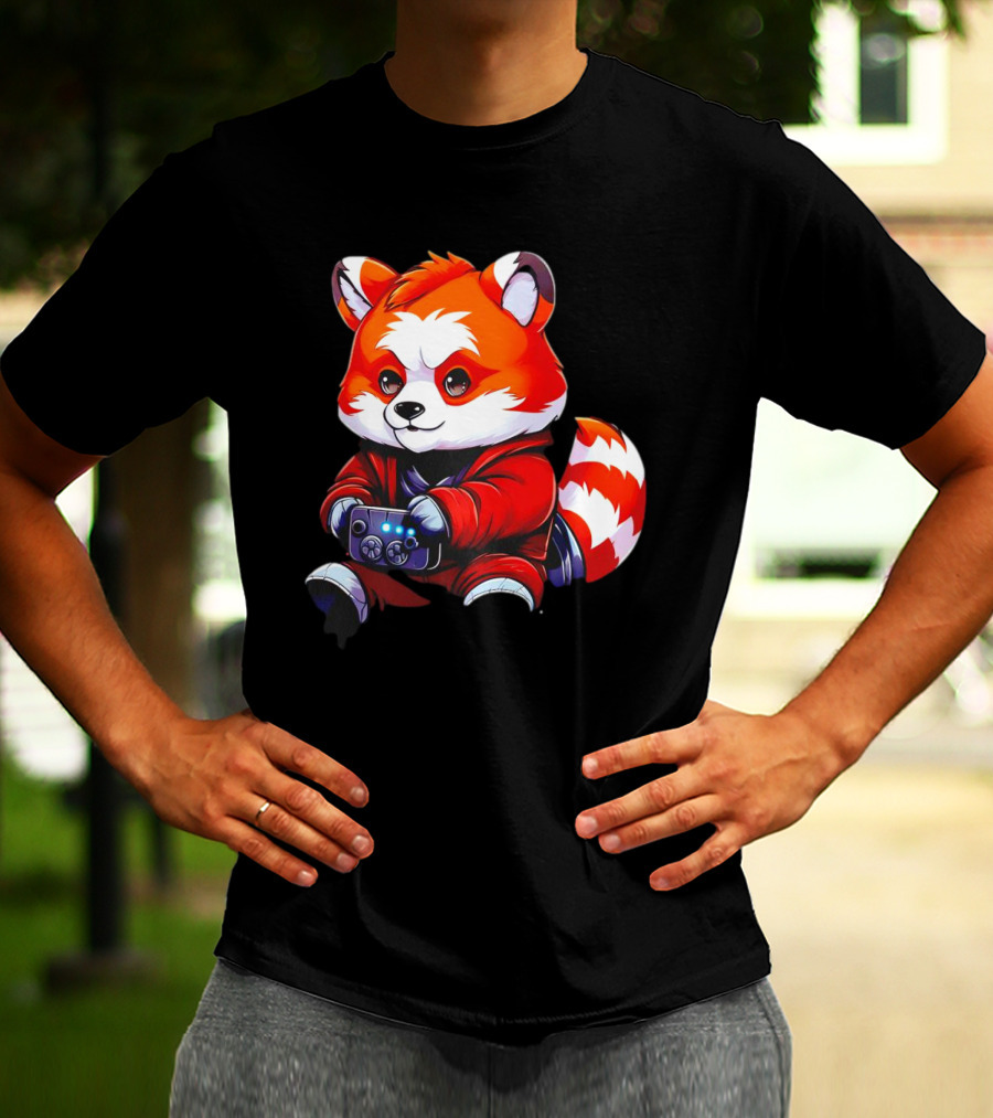 Gaming Red Panda Playing Video Games T-Shirt