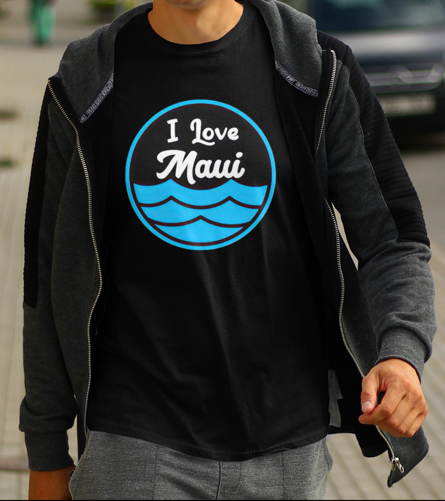 I Love Maui Waves Circular T-Shirt