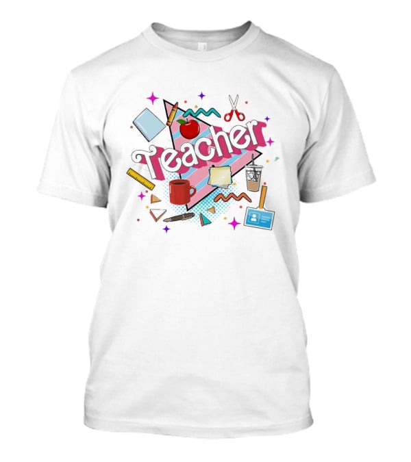 Barbie Teacher School Supplies Fun Apple Ruler Coffee T-Shirt