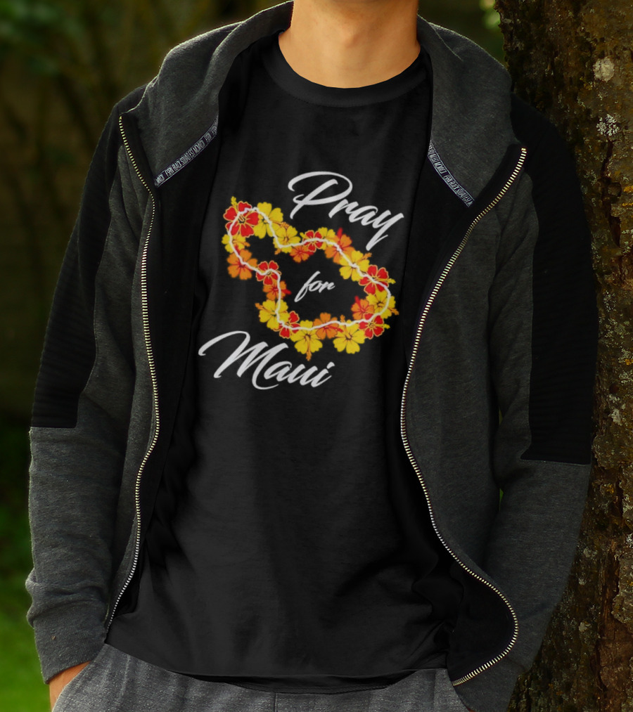 Pray For Maui Floral Hawaiian Lei T-Shirt