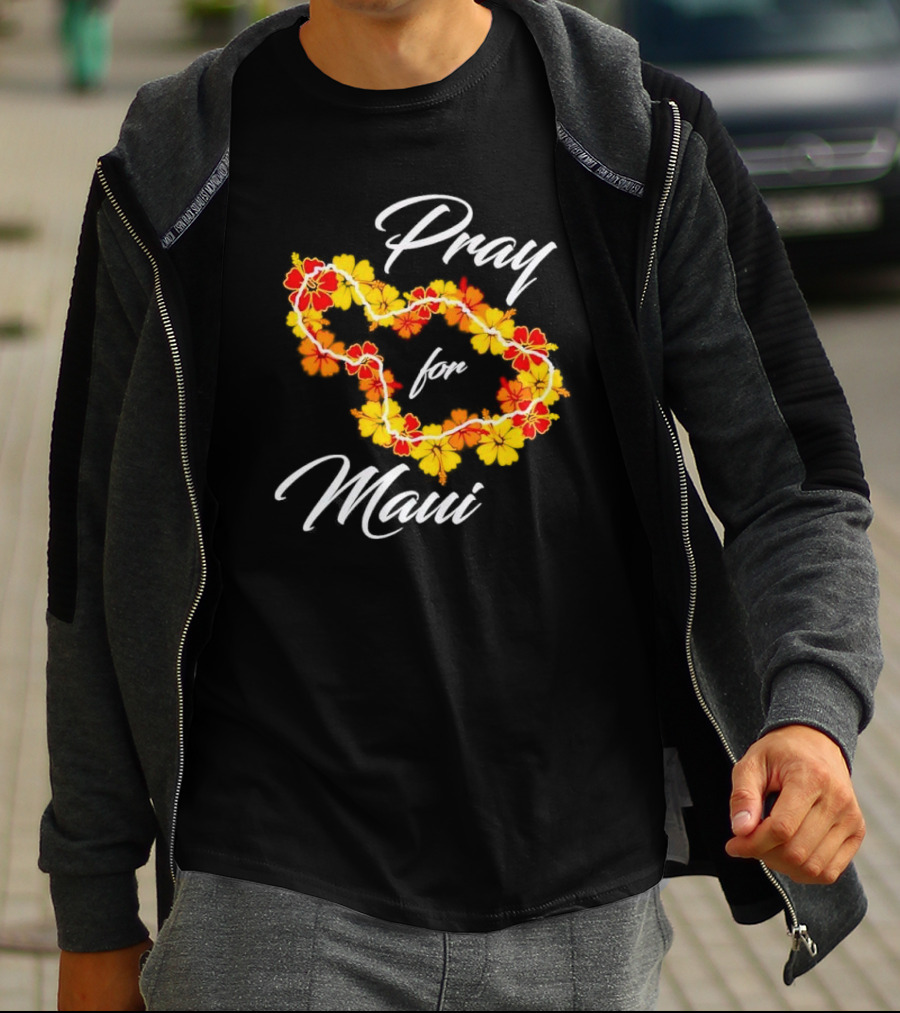 Pray For Maui Floral Hawaiian Lei T-Shirt