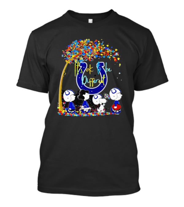 Indianapolis Colts Peanuts Characters It's Ok To Be Different Autism Fall T-Shirt