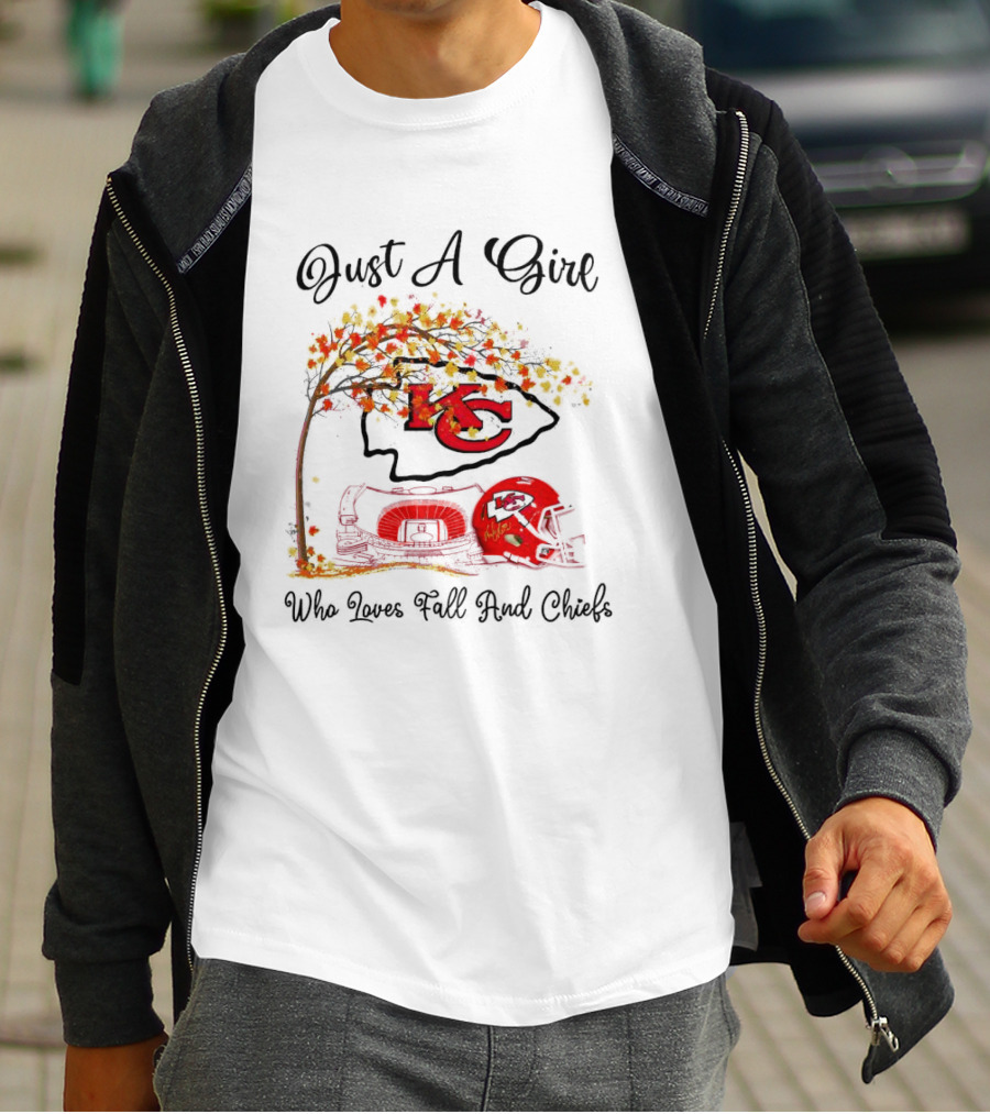 Just A Girl Who Loves Fall And Kansas City Chiefs Football T-Shirt