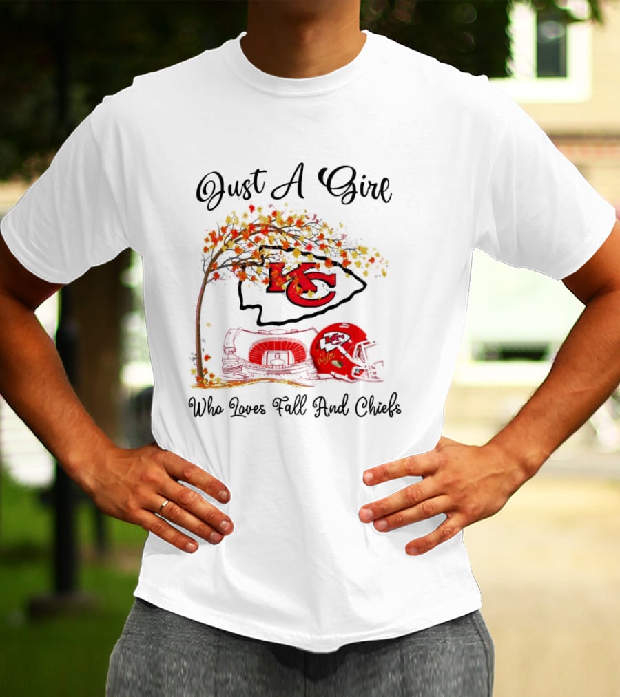 Just A Girl Who Loves Fall And Kansas City Chiefs Football T-Shirt