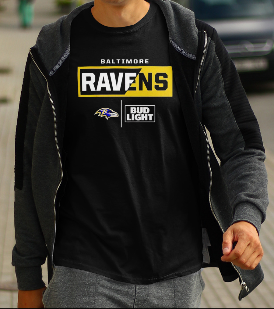 Baltimore Ravens Bud Light Logo With Ravens T-Shirt