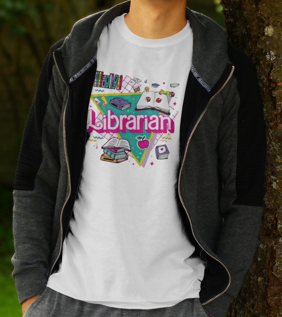 Librarian Books Apple Glasses Open Book T-Shirt