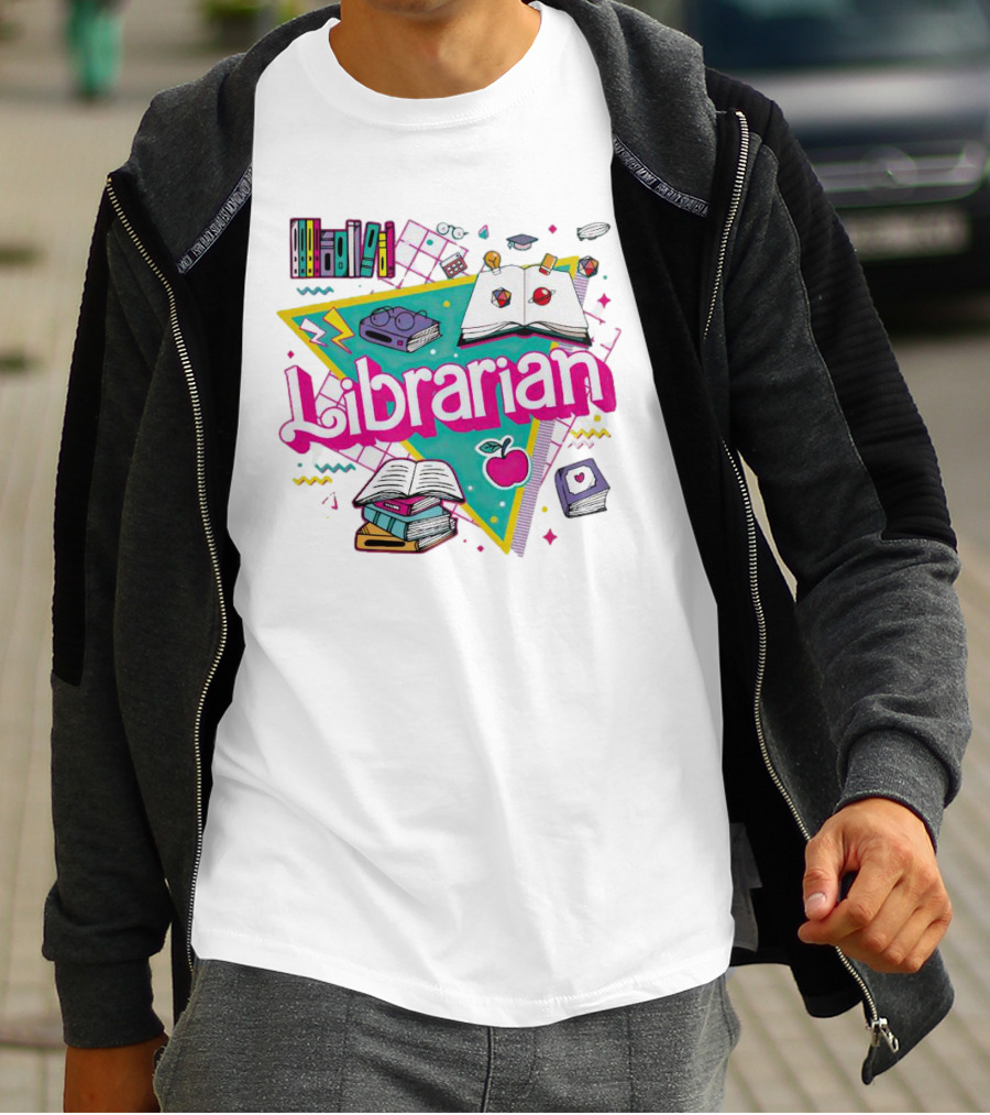 Librarian Books Apple Glasses Open Book T-Shirt