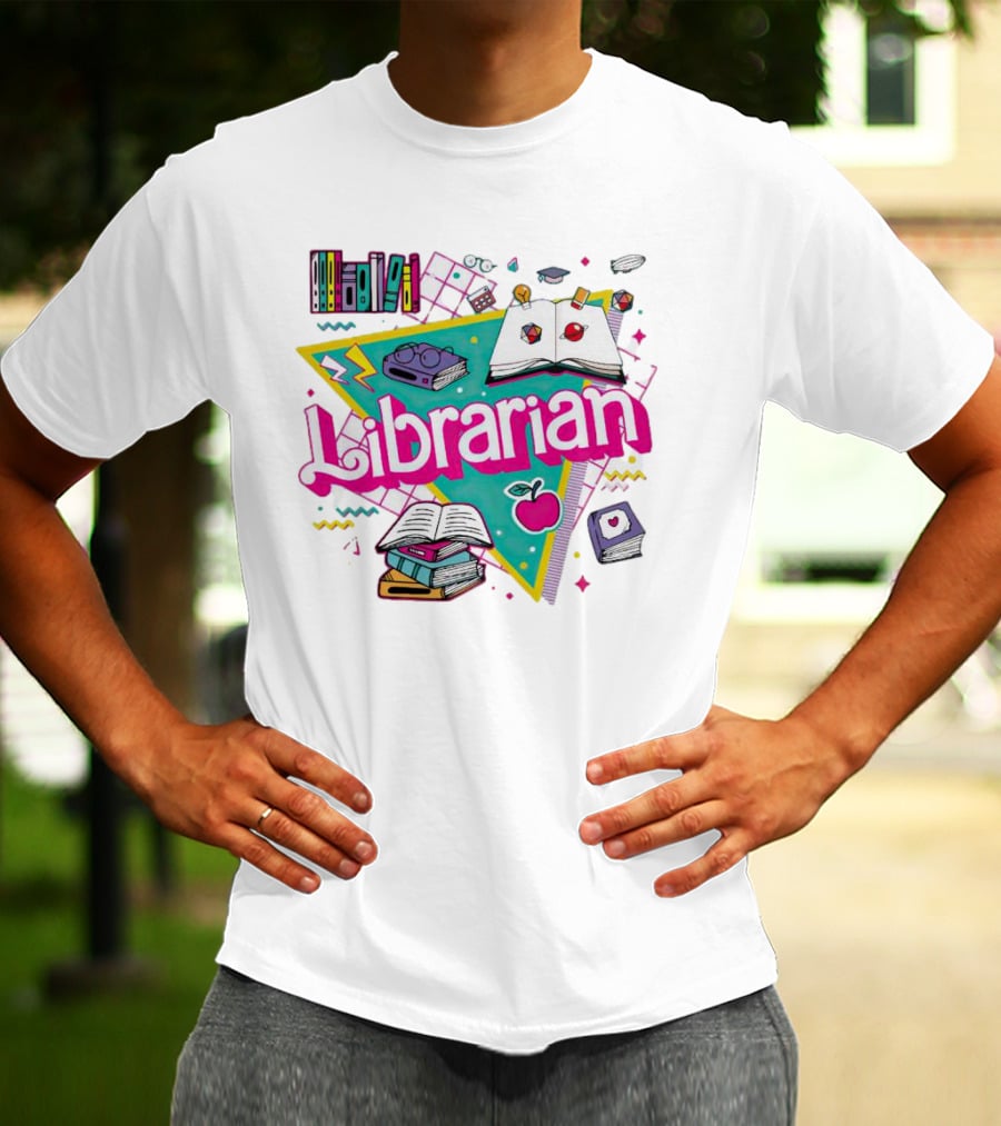Librarian Books Apple Glasses Open Book T-Shirt