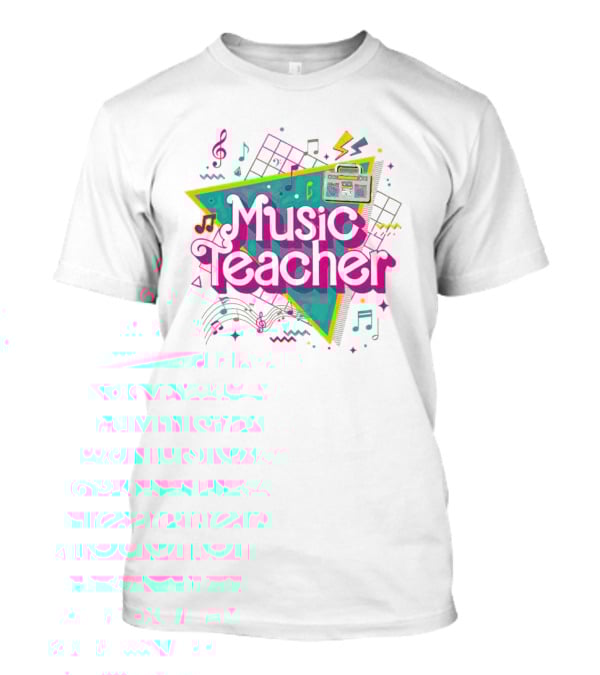 Barbie Music Teacher Retro Triangular Boombox Neon Notes T-Shirt