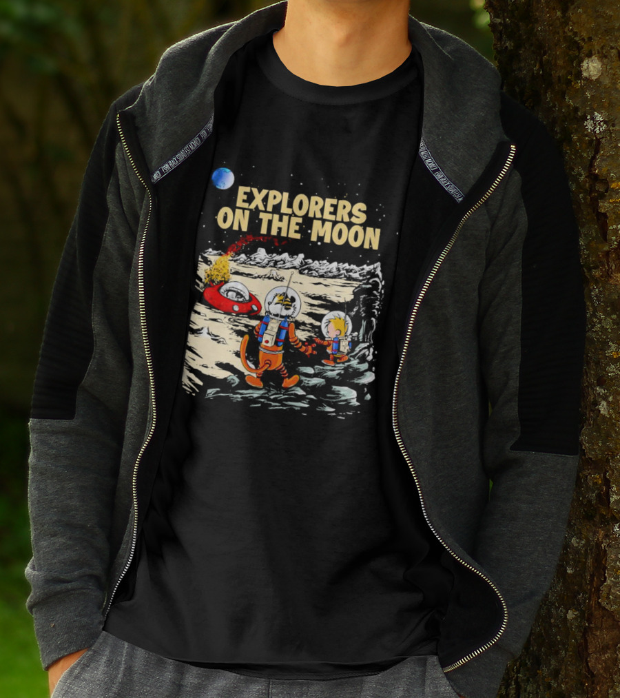 Explorers On The Moon Calvin And Hobbes Lunar Adventure T-Shirt