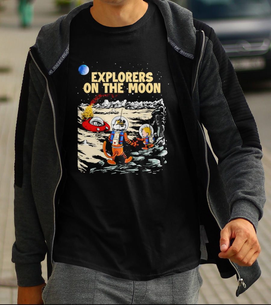 Explorers On The Moon Calvin And Hobbes Lunar Adventure T-Shirt