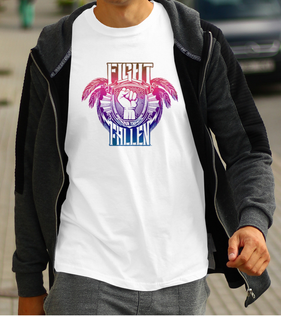 Fight For The Fallen AEW Fist Emblem With Feathers T-Shirt