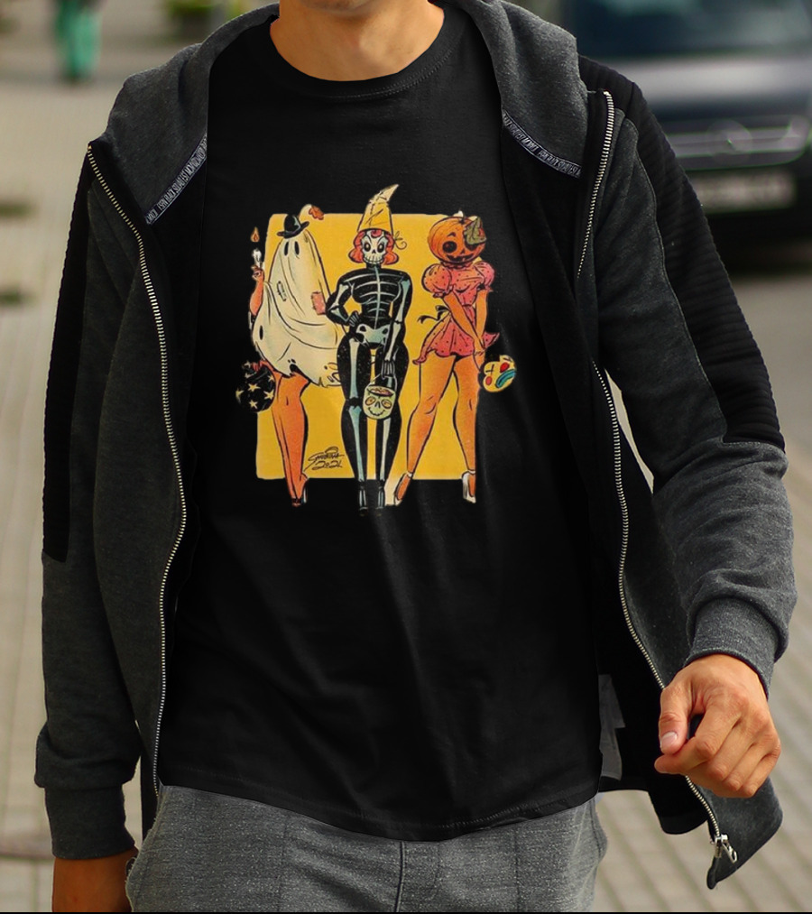 Halloween Scary Women Ghost Skeleton Pumpkin Fashion T-Shirt