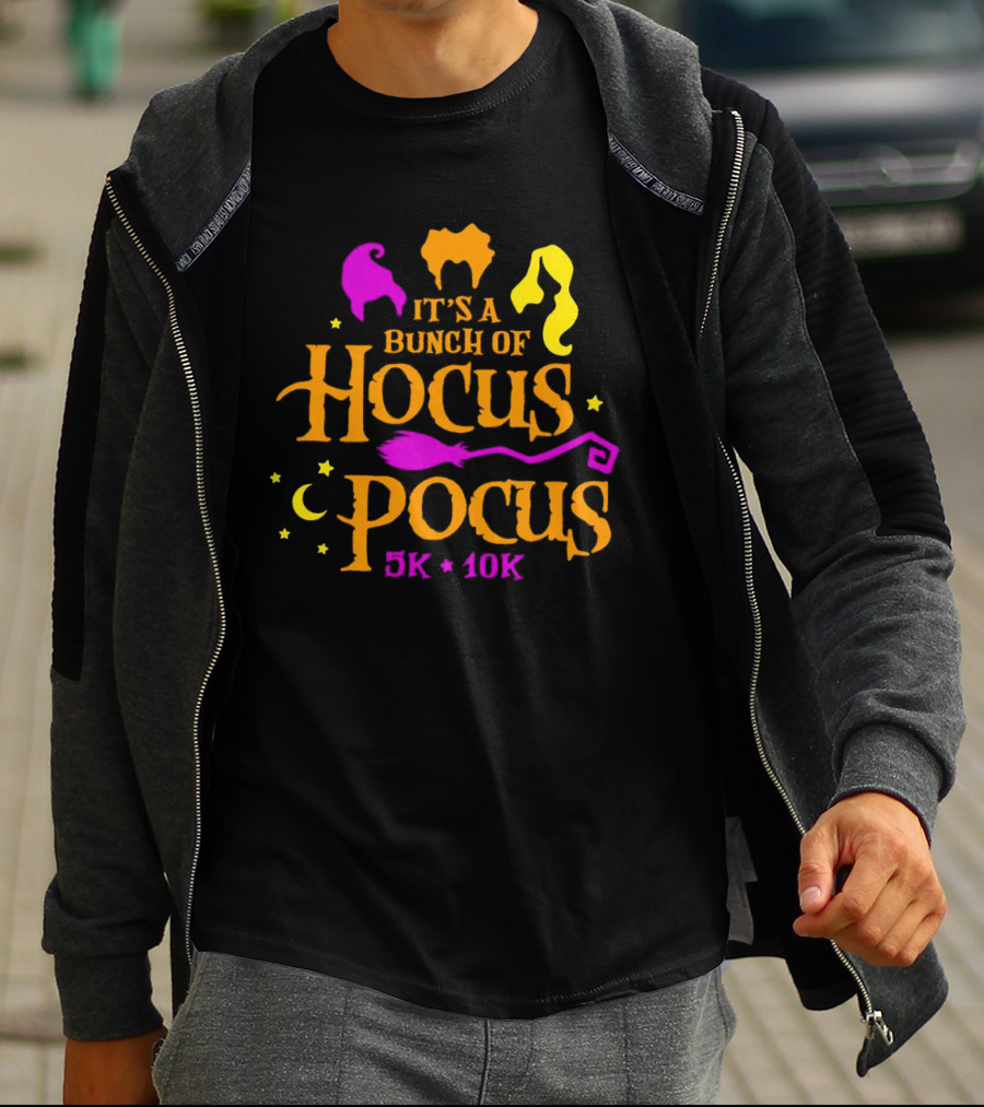 It's A Bunch Of Hocus Pocus 5k 10k Halloween Icons With Witch T-Shirt