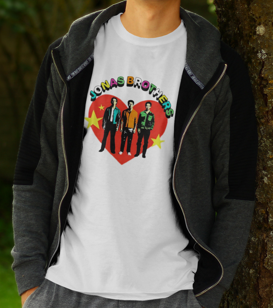 Jonas Brothers Heart Colorful Text With Stars And Figures T-Shirt