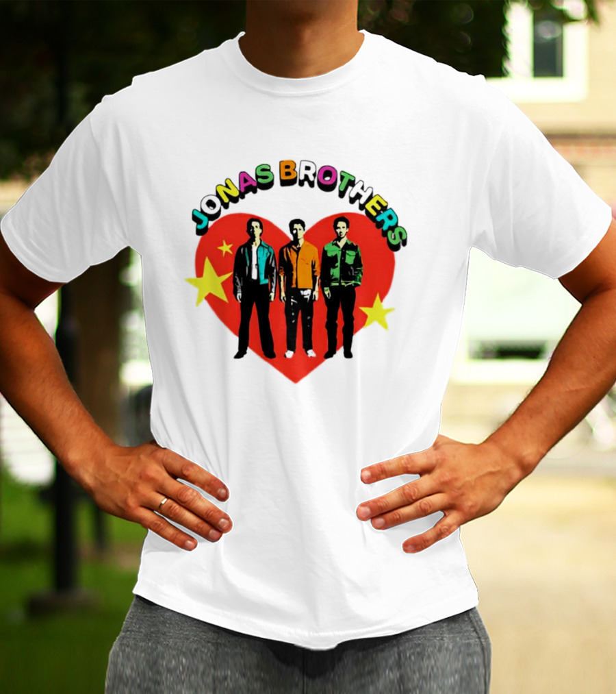 Jonas Brothers Heart Colorful Text With Stars And Figures T-Shirt