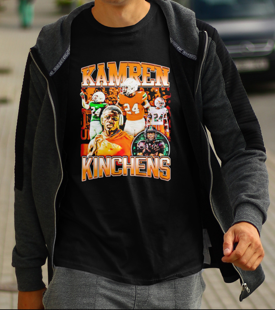 Kamren Kinchens Miami Hurricanes Vintage 24 Football Image T-Shirt