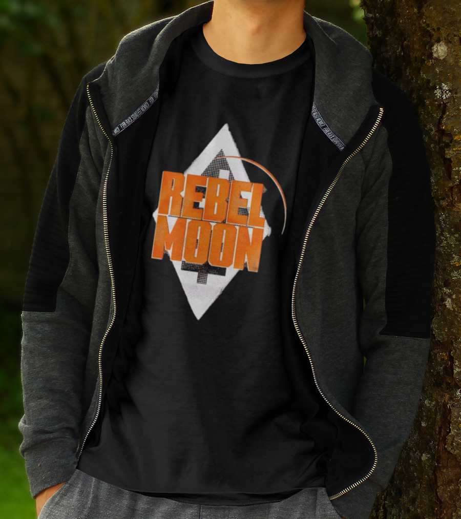 Rebel Moon Diamond Badge Icon Orange Text T-Shirt