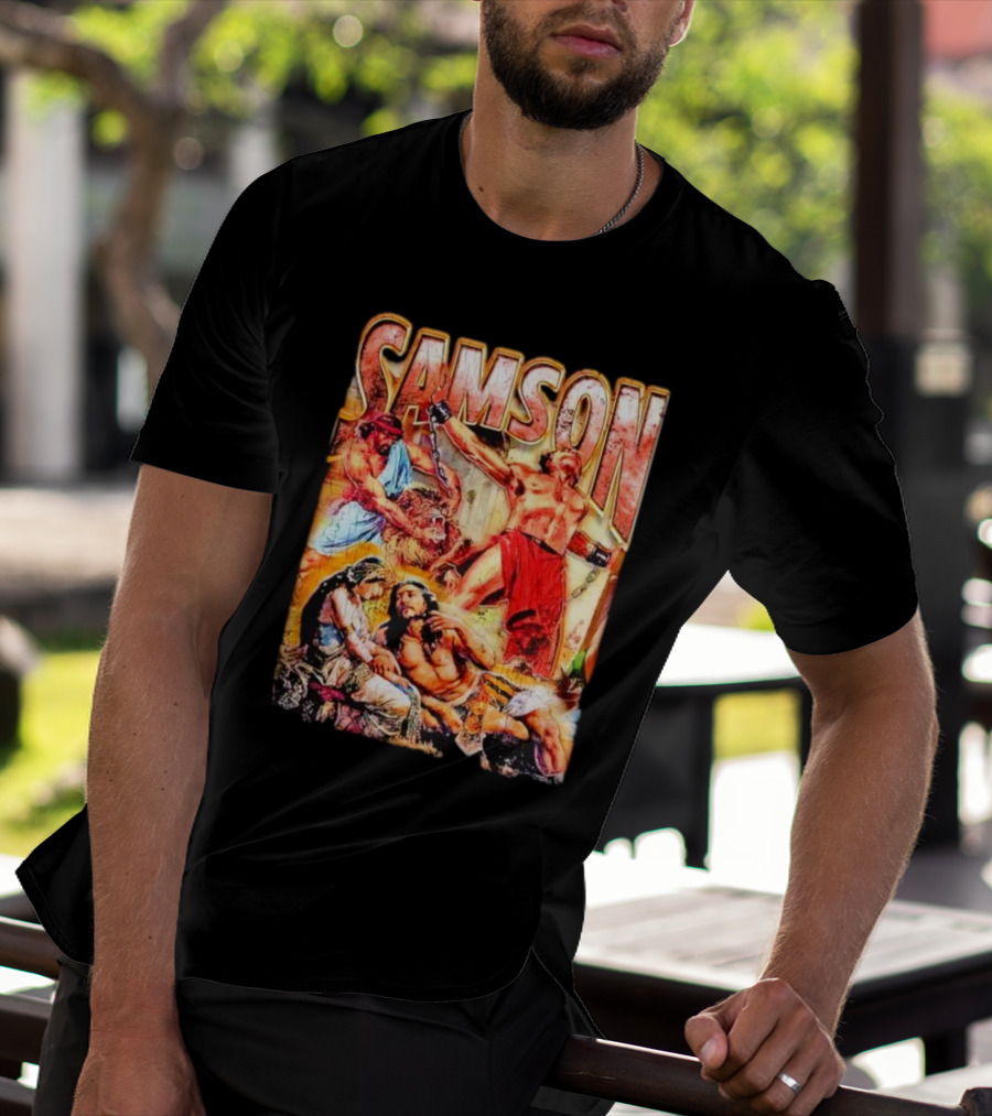 Samson Biblical Hero Epic Scene Vintage T-Shirt