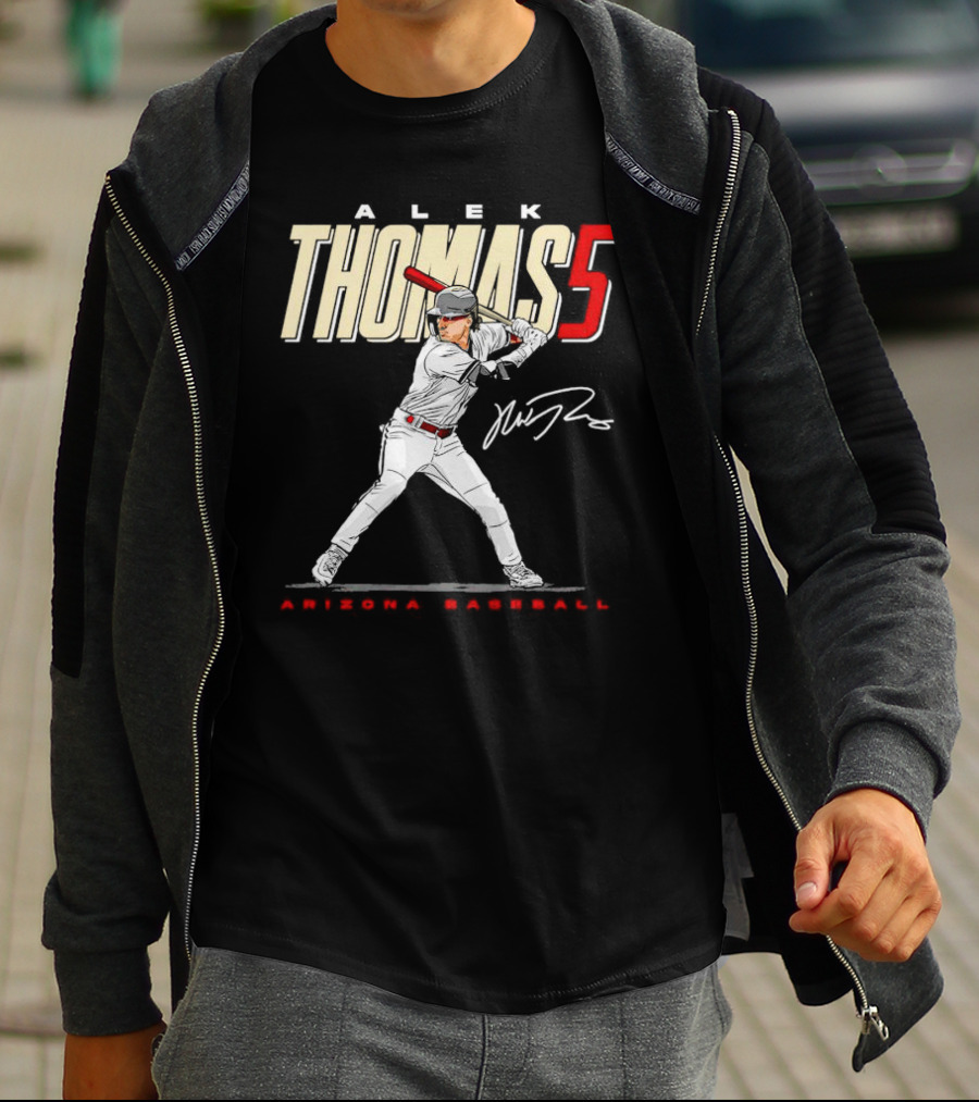 Alek Thomas Arizona Baseball 5 Hit The Ball Signature T-Shirt