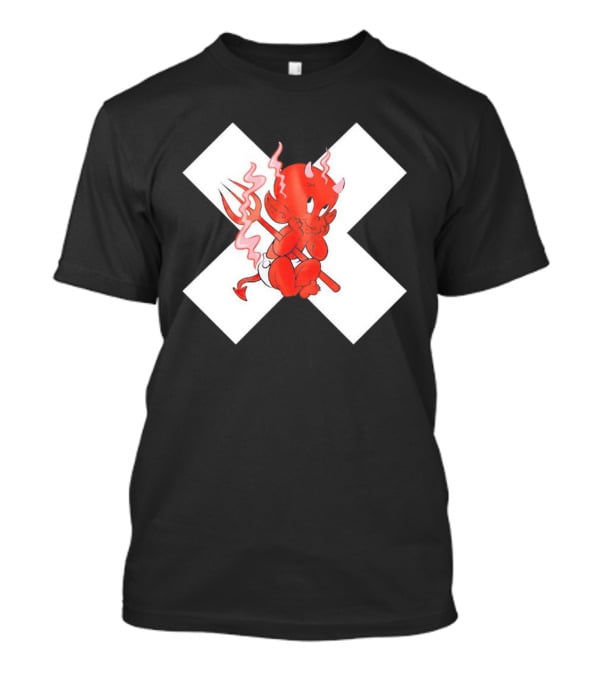 Baby Devil Cartoon Character With Pitchfork On White X T-Shirt