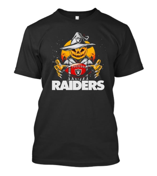 Las Vegas Raiders Halloween Pumpkin Witch Holding Football T-Shirt