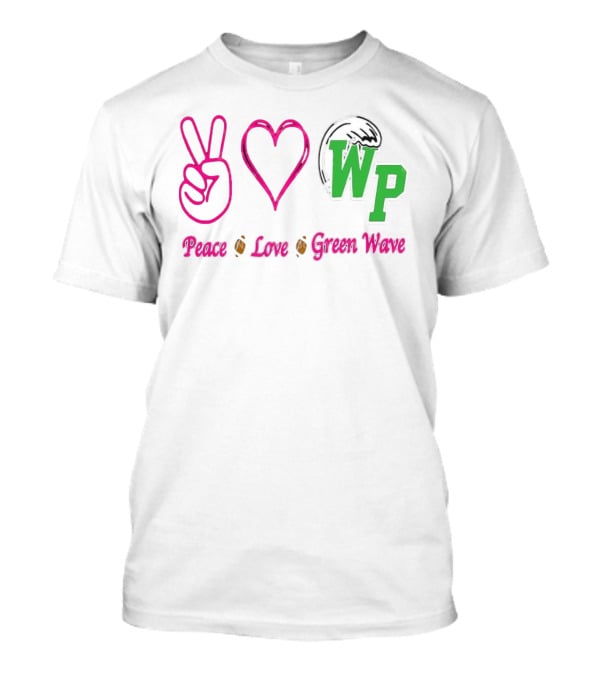 Peace Love Football WP Green Wave T-Shirt