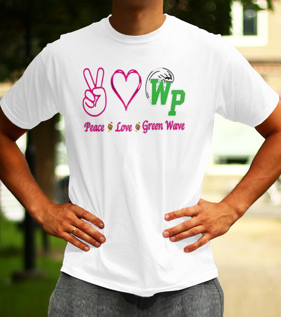 Peace Love Football WP Green Wave T-Shirt