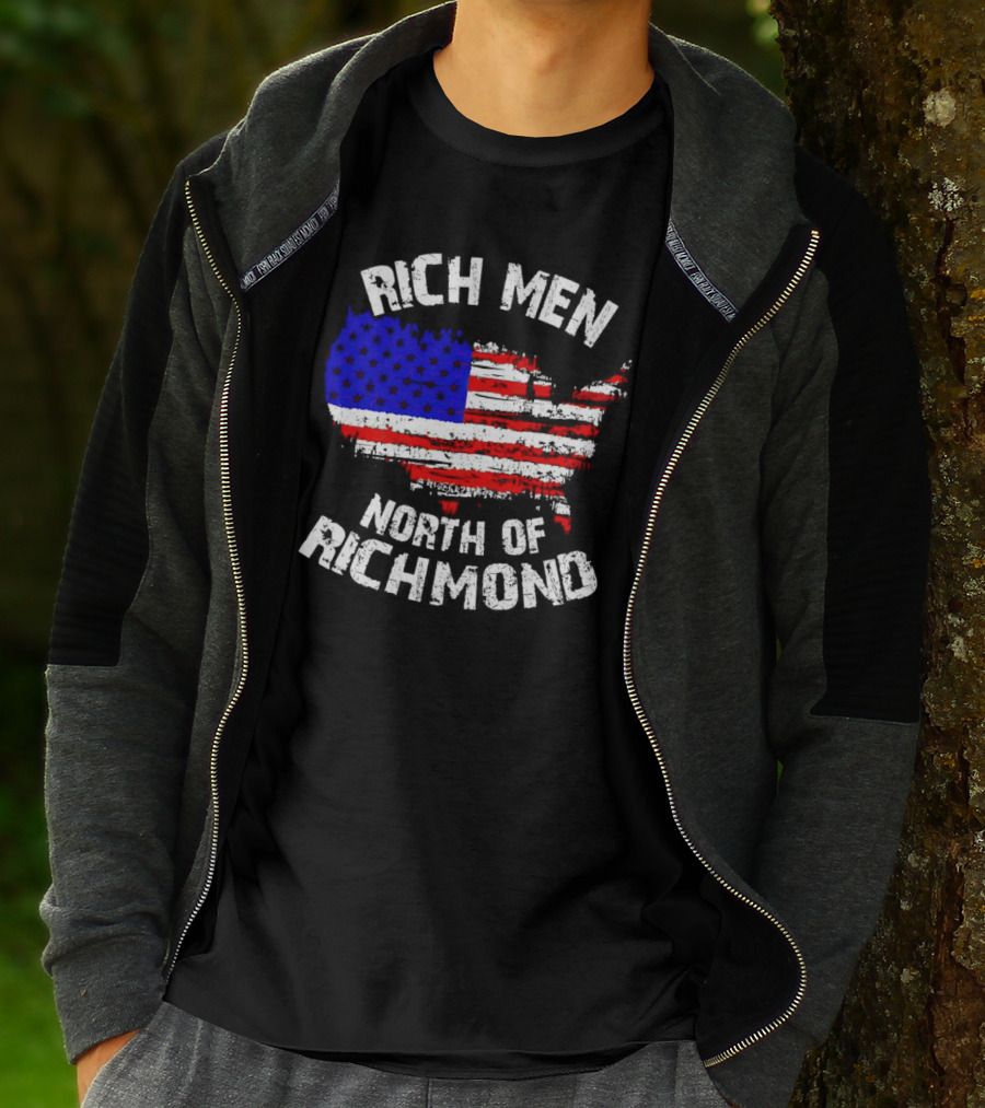 Rich Men North Of Richmond American Flag Map T-Shirt
