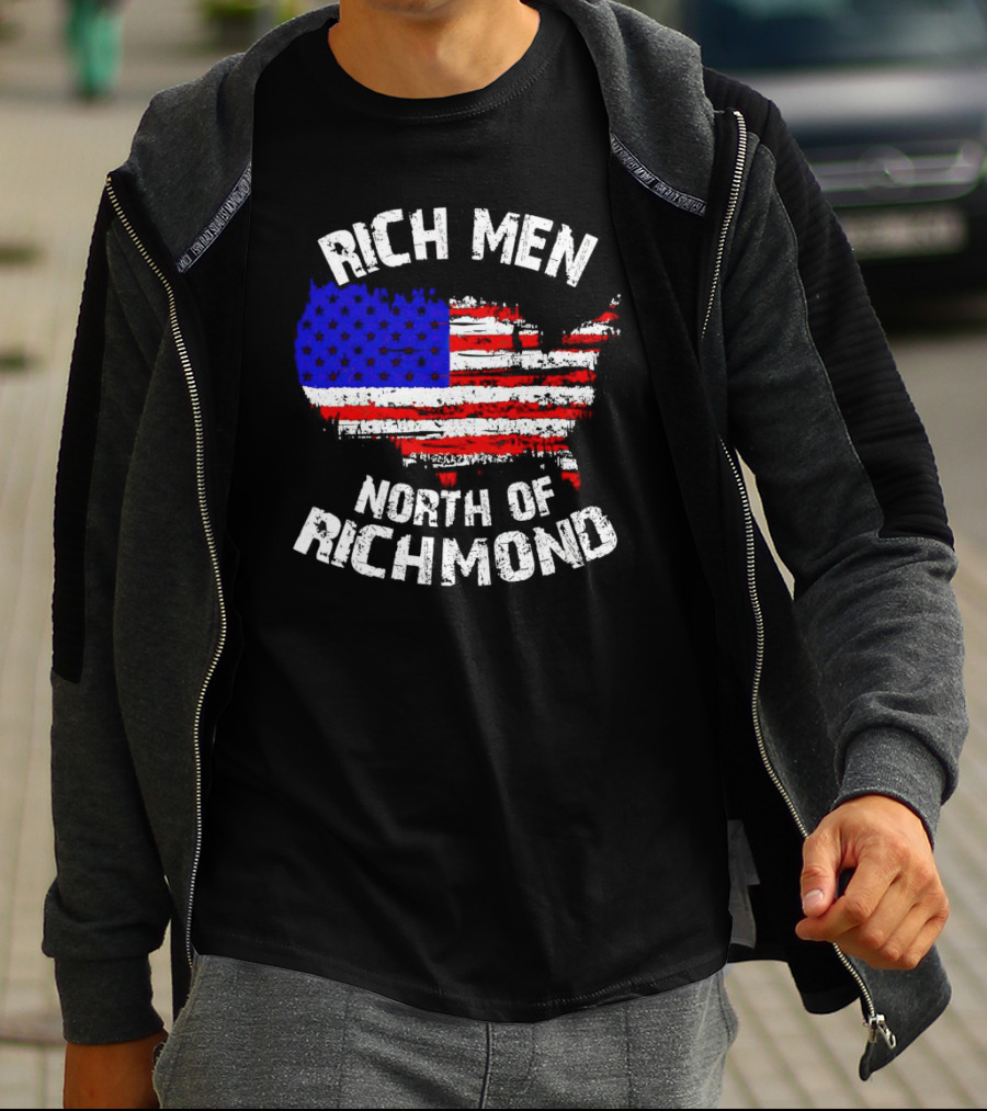 Rich Men North Of Richmond American Flag Map T-Shirt