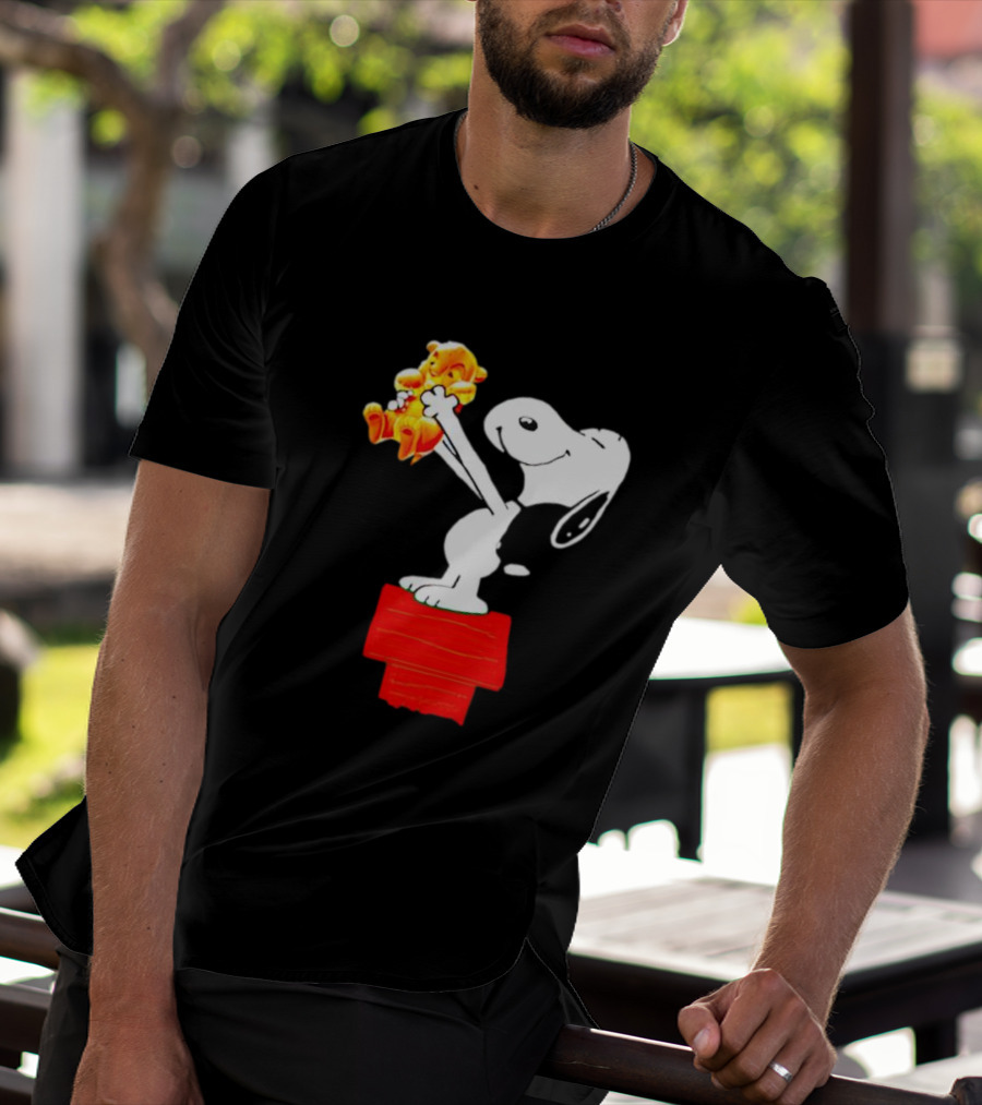 Snoopy Holding Simba From Lion King Scene T-Shirt