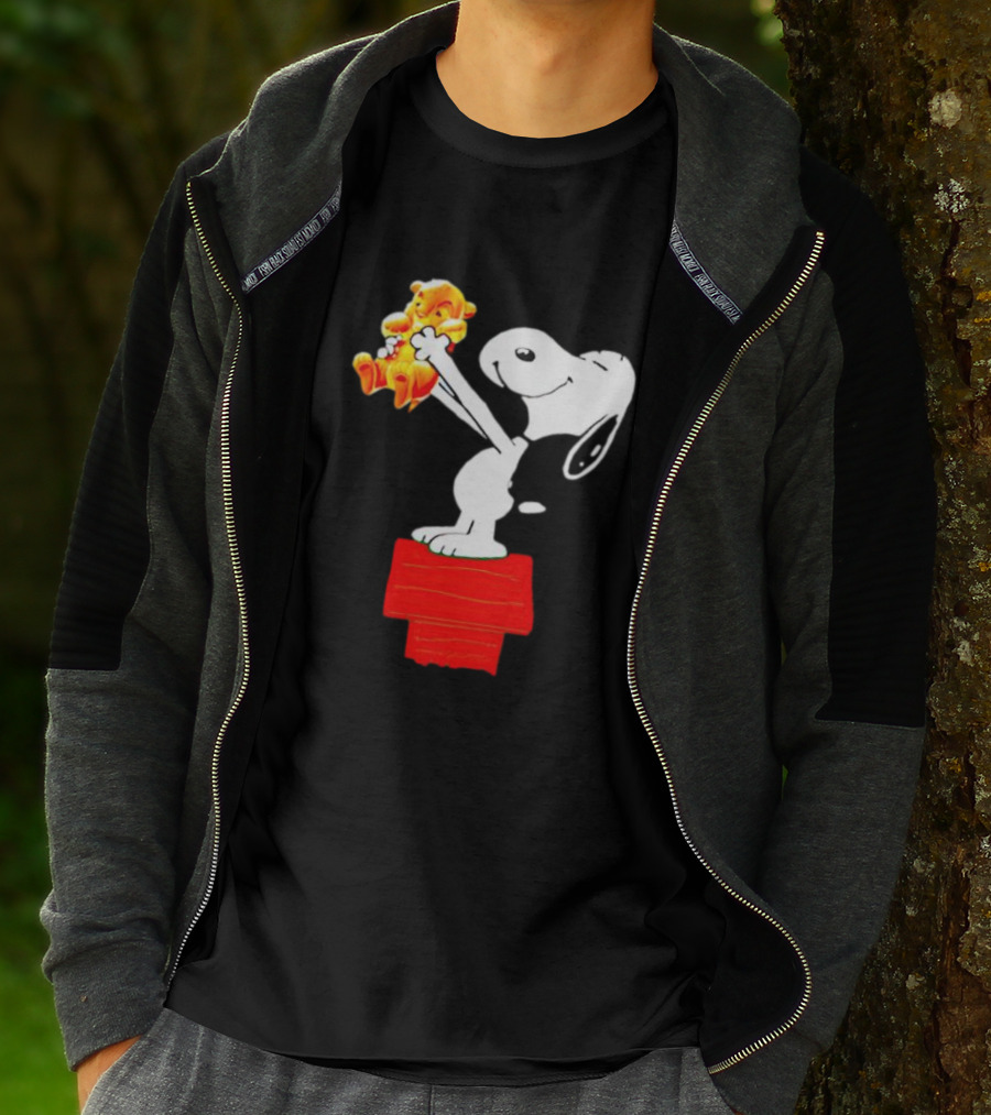 Snoopy Holding Simba From Lion King Scene T-Shirt