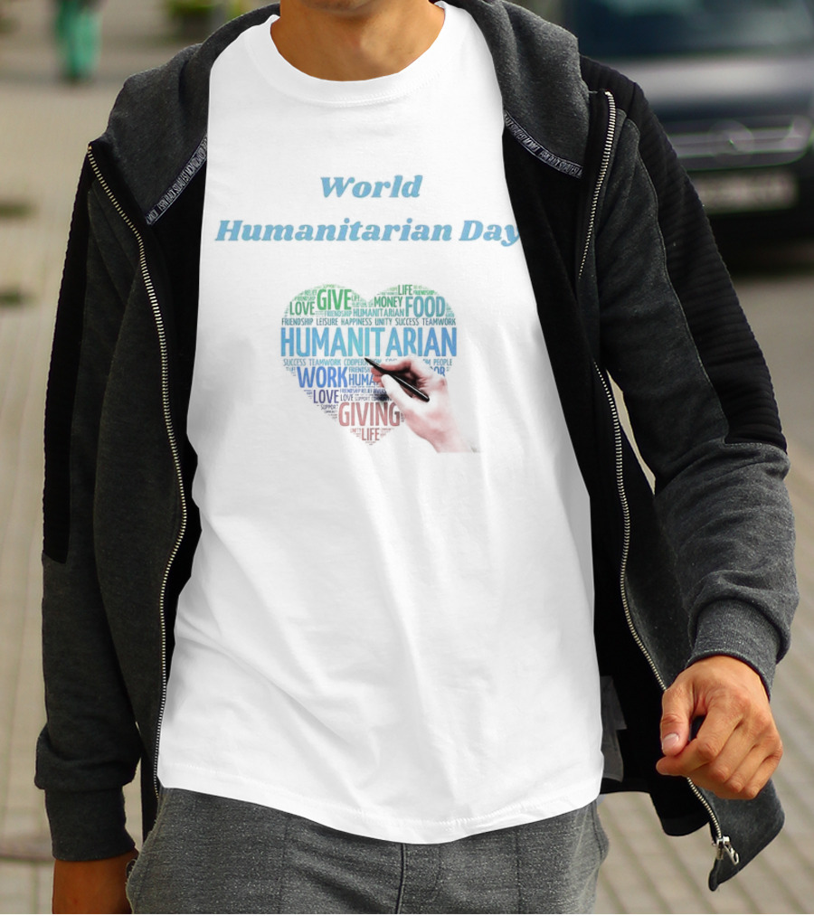 World Humanitarian Day Humanitarian Heart Word Cloud T-Shirt