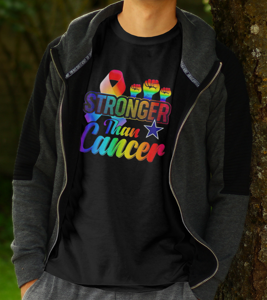 Dallas Cowboys Stronger Than Cancer Rainbow Fists Ribbon Star T-Shirt