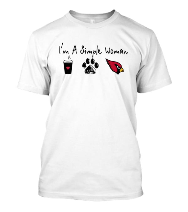 I'm A Simple Woman I Like Coffee Paw And Cardinals T-Shirt
