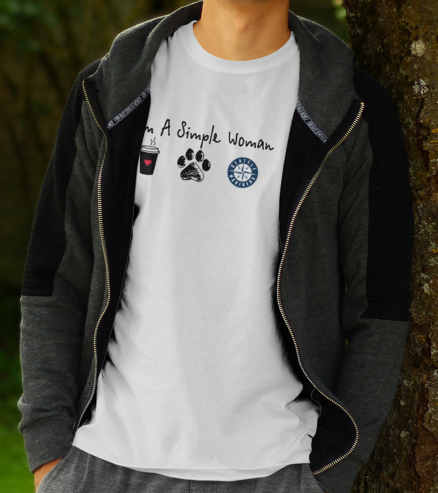 I'm A Simple Woman I Like Coffee Paw And Seattle Mariners T-Shirt