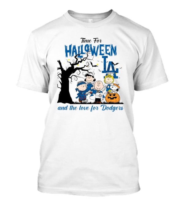 Time For Halloween LA And The Love For Dodgers Peanuts Characters T-Shirt