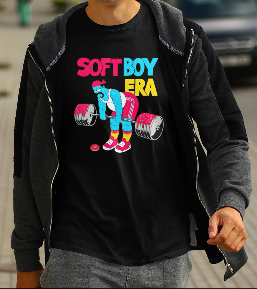 Soft Boy Era Donut Weightlifting Cartoon T-Shirt