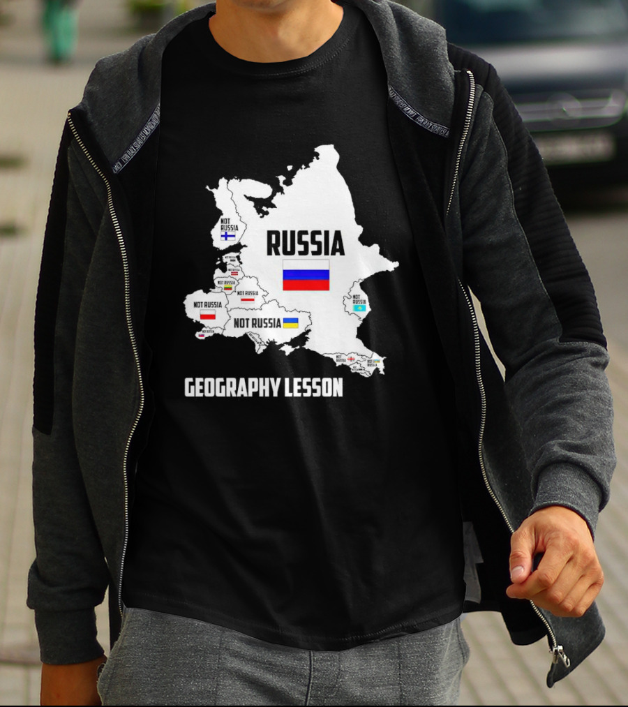 Geography Lesson Not Russia Map With Flags T-Shirt