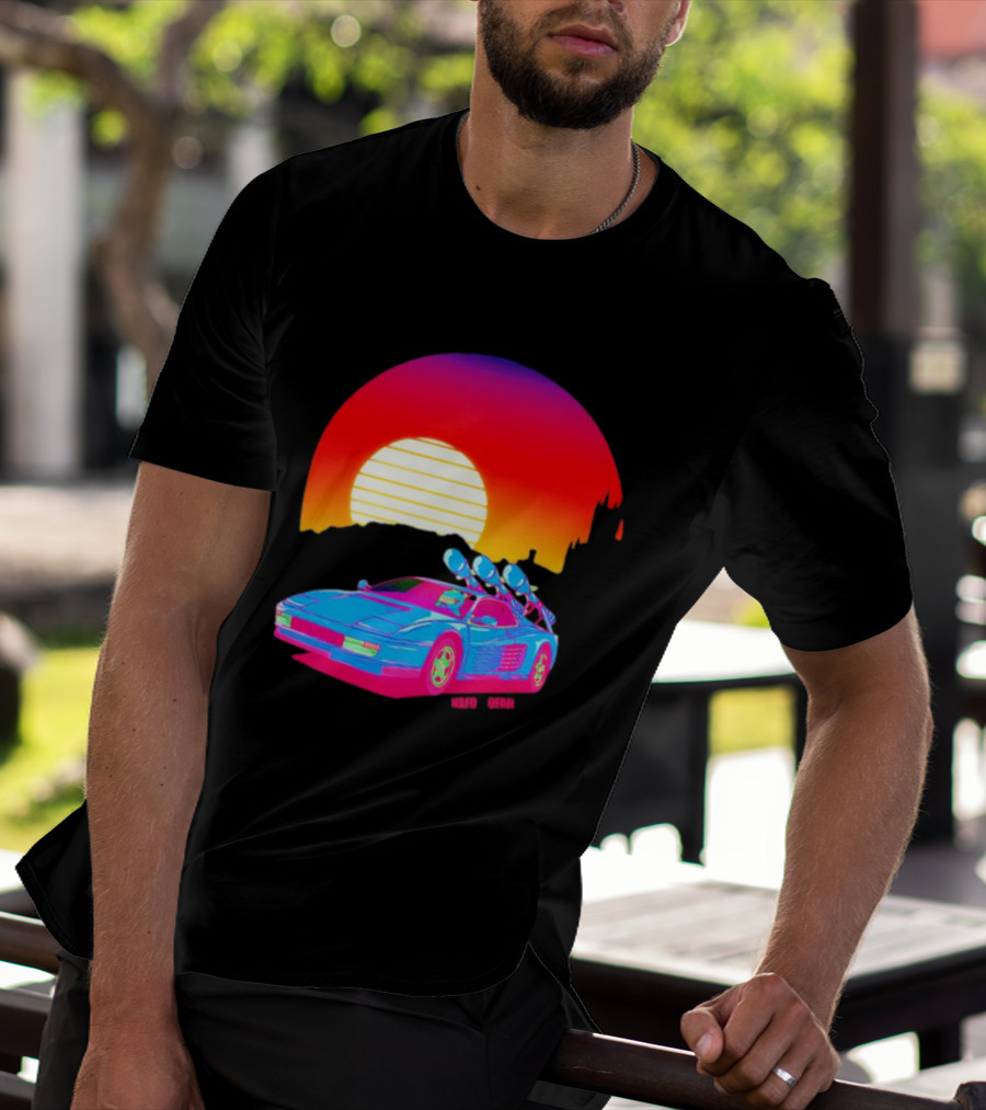 NAFO Crimea Sunset Neon Retro Car At Vibrant Skyline T-Shirt