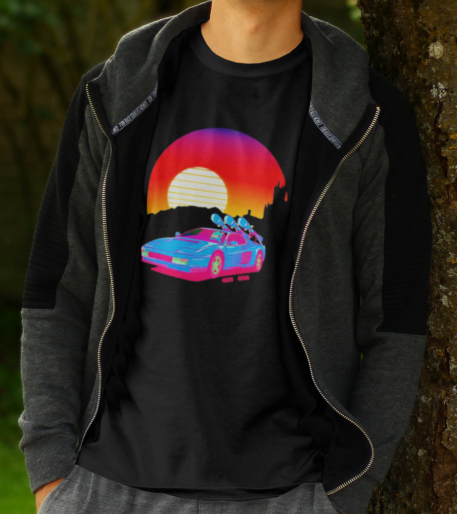 NAFO Crimea Sunset Neon Retro Car At Vibrant Skyline T-Shirt
