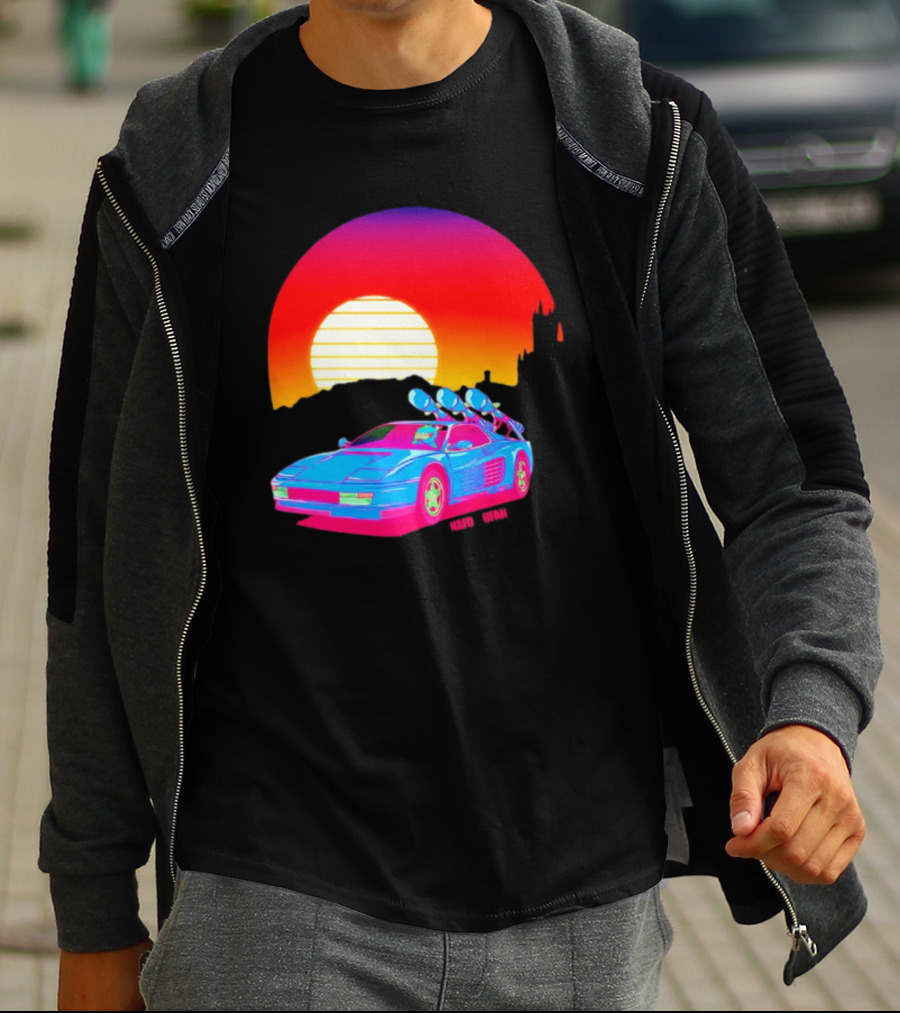 NAFO Crimea Sunset Neon Retro Car At Vibrant Skyline T-Shirt