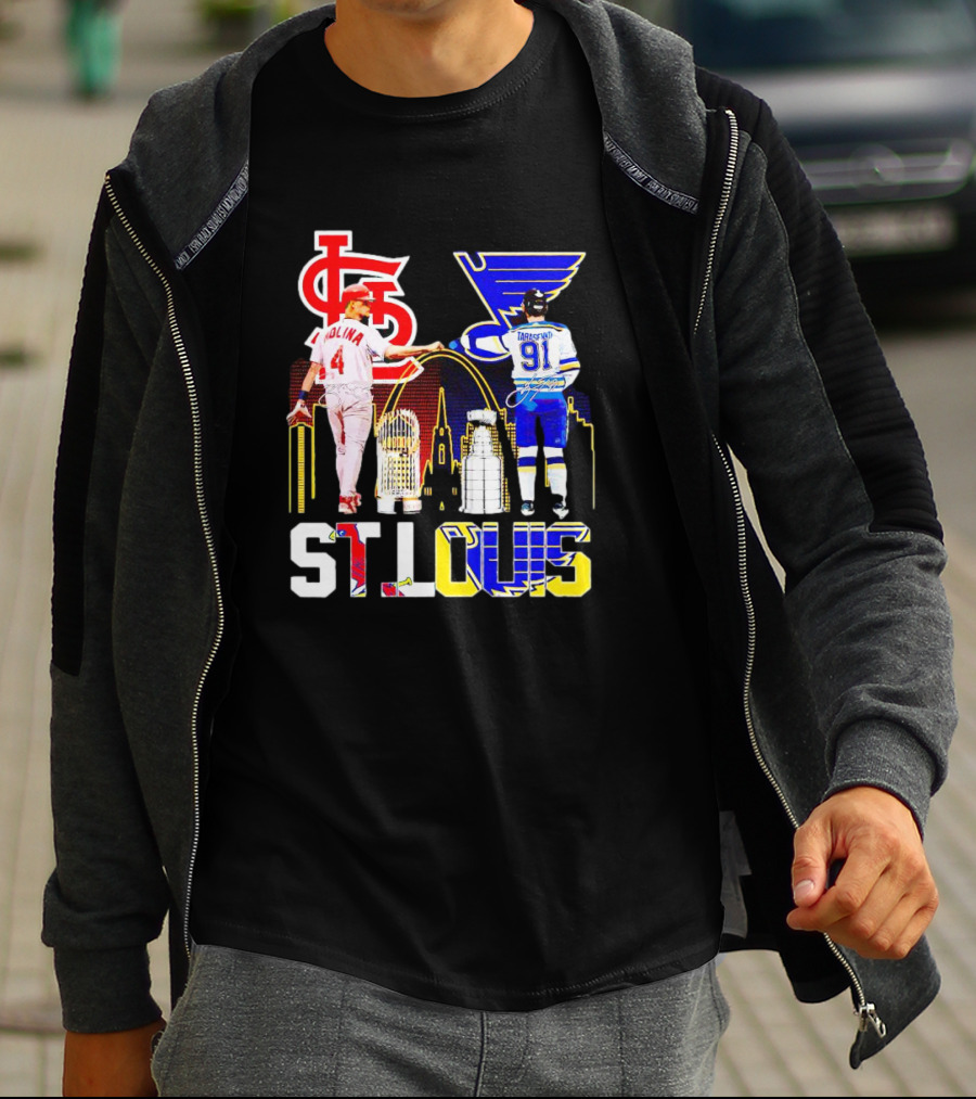 St. Louis Cardinals Molina Blues Tarasenko Skyline Arch T-Shirt