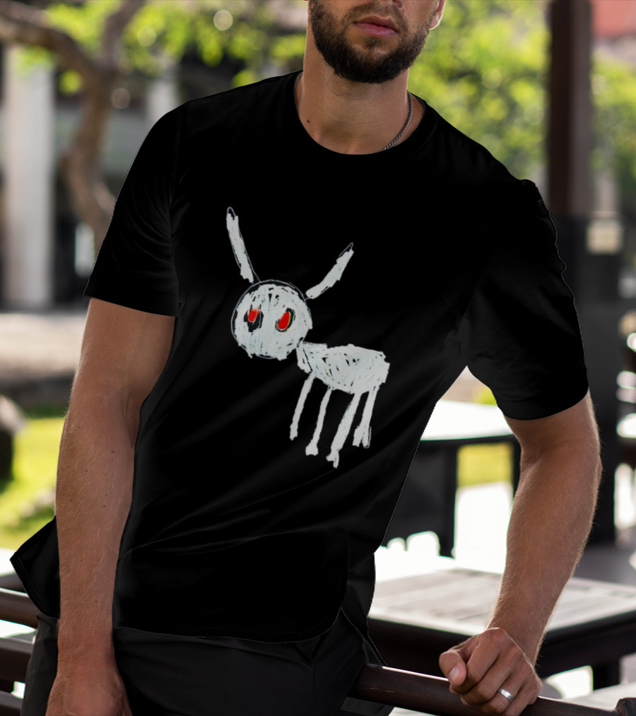 Adonis For All The Dogs With White Abstract Creature Sketch With Red Eyes T-Shirt