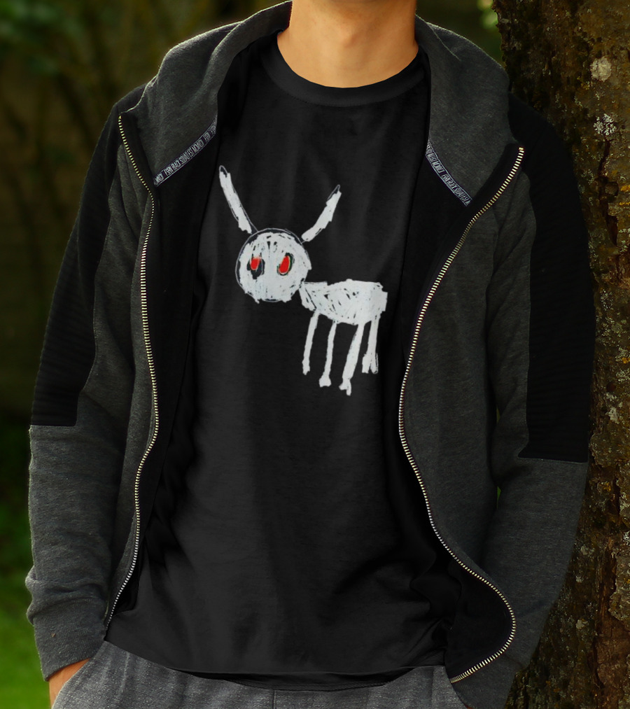 Adonis For All The Dogs With White Abstract Creature Sketch With Red Eyes T-Shirt