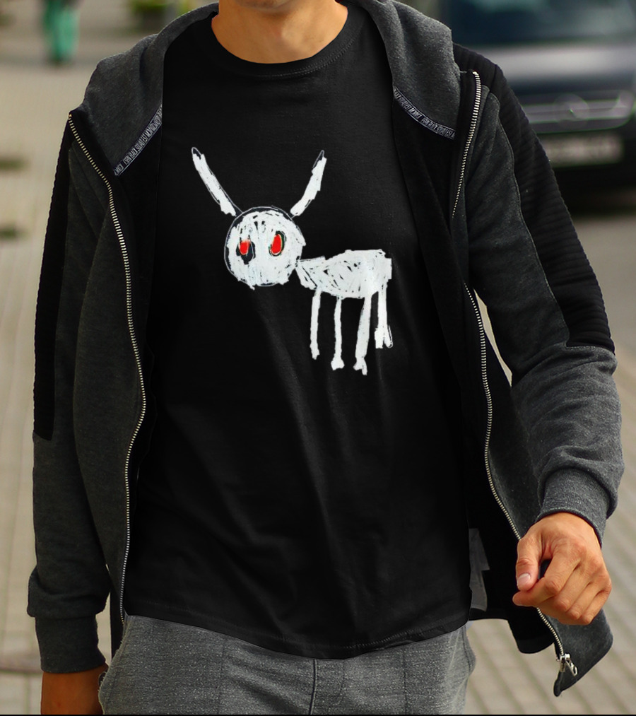 Adonis For All The Dogs With White Abstract Creature Sketch With Red Eyes T-Shirt
