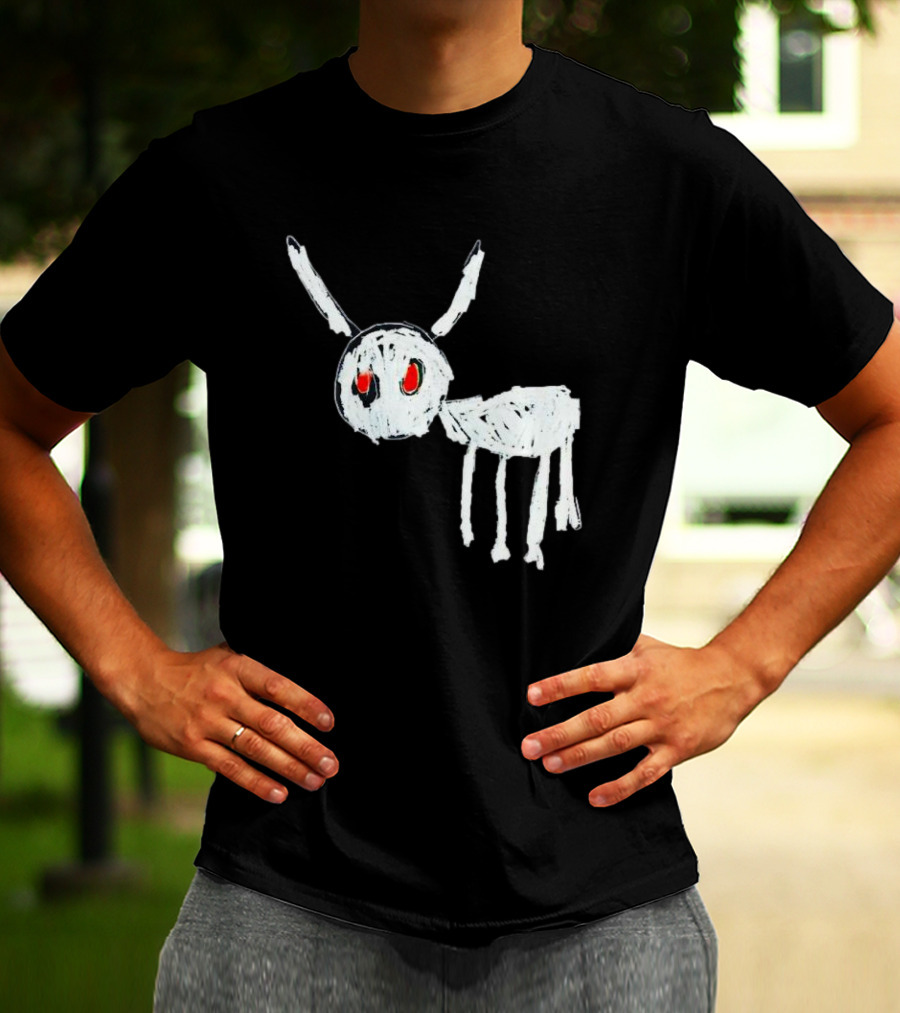 Adonis For All The Dogs With White Abstract Creature Sketch With Red Eyes T-Shirt