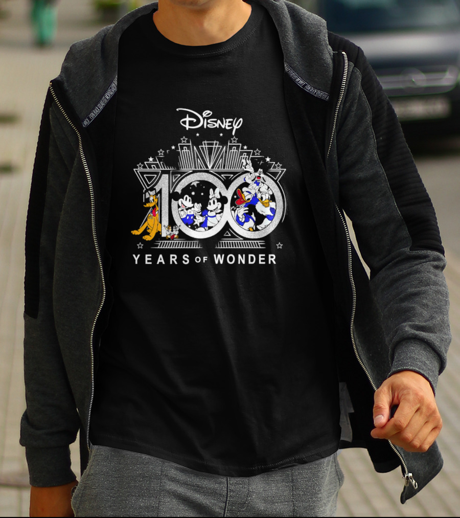 Disney 100 Years Of Wonder Mickey Minnie Donald Pluto T-Shirt