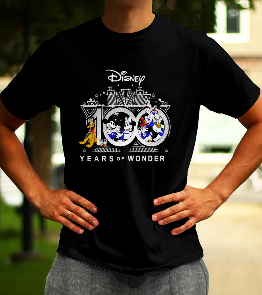 Disney 100 Years Of Wonder Mickey Minnie Donald Pluto T-Shirt