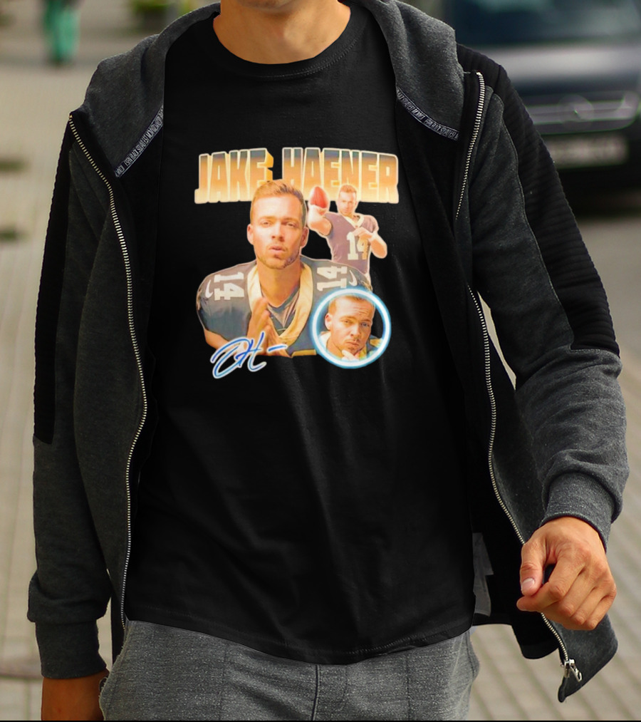 Jake Haener 14 Football Iconic Pose H- Signature T-Shirt